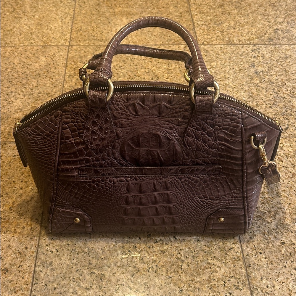 Brahmin Brown Crocodile-Embossed Handbag - Picture 2 of 7